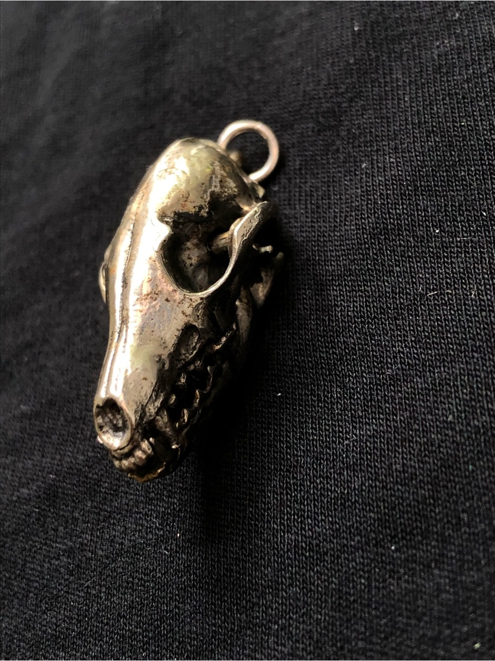 Fire and Bone White Bronze Fruit Bat Skull Pendant - Picture 2 of 3